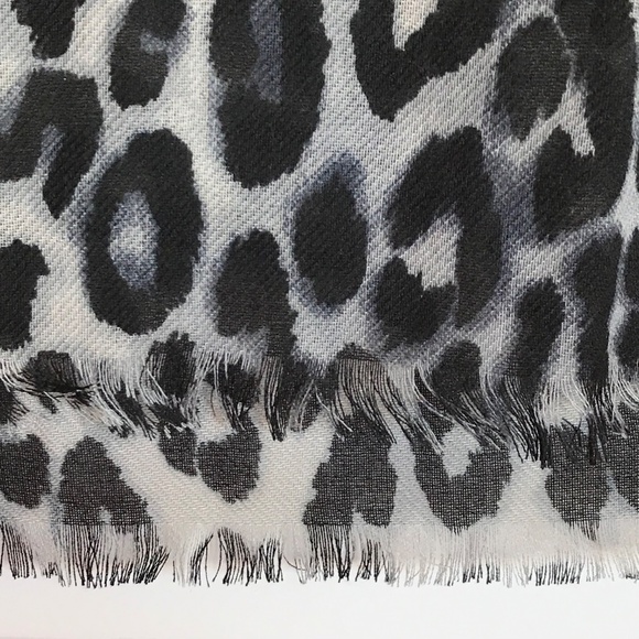 Leopard Print Scarf Wrap Shawl Oversized New Black Gray Woman Within - Picture 9 of 13